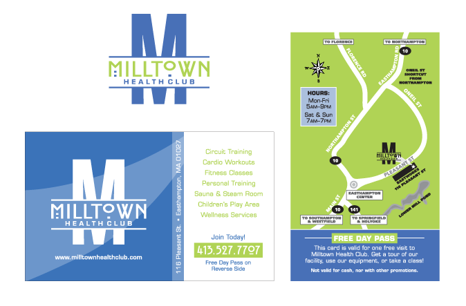 Branding Sample - Milltown Health Club Info Card with Map