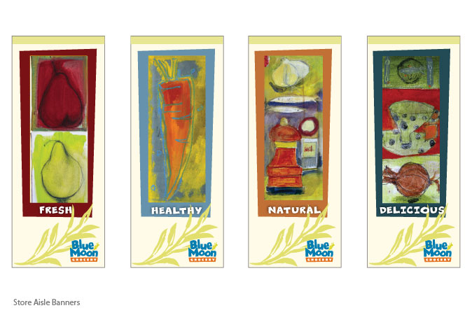 Branding Sample - Blue Moon Grocery Store Aisle Banners