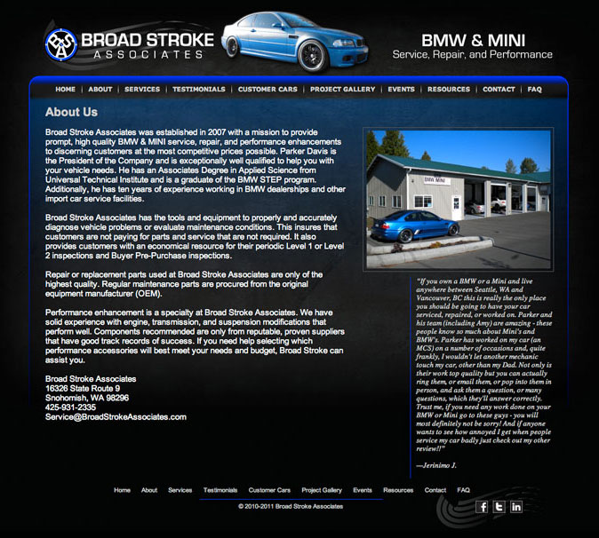 Website Design Sample - Broad Stroke Associates About Page